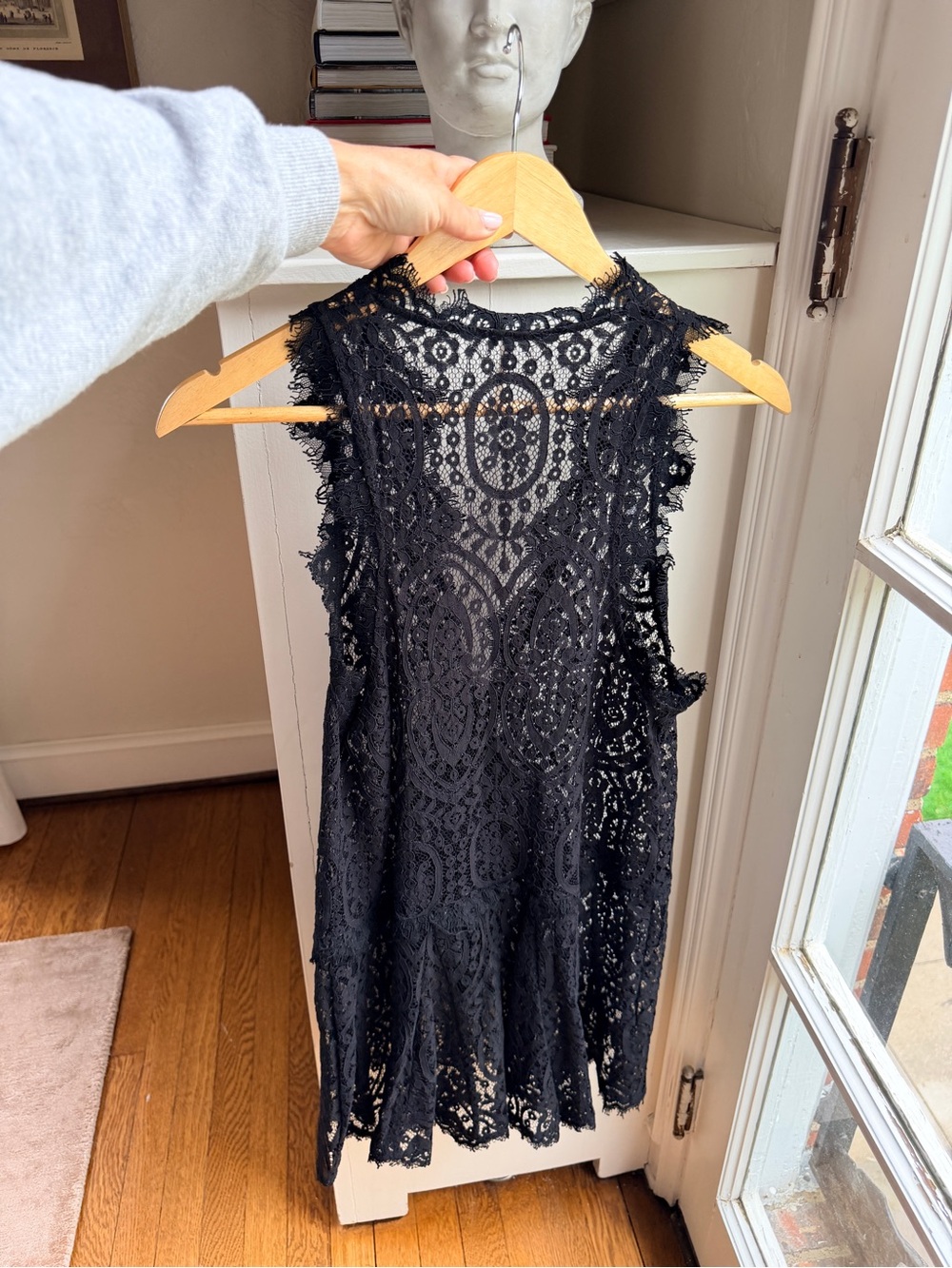 Free People Black Lace Sleeveless Tunic